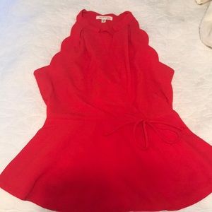 Red scalloped tank top